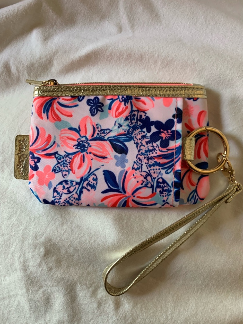 Lilly Pulitzer zip top wallet in 'Resort White Party Like A Lobstar' pattern